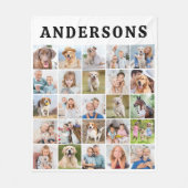 可愛カスタムい25写真コラージュ家族ペット犬の子供 フリースブランケット (正面)