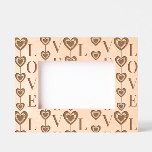 可愛カスタムい「LOVE」とハートストリングパターン レーザー彫刻フレーム (正面)