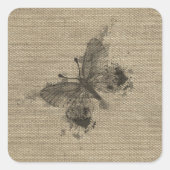 可愛カッコいいいトレンディーグレー（ばちゃばちゃ）跳ねるヴィンテージ蝶 スクエアシール (正面)