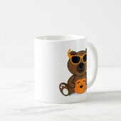 可愛カッコいいいハロウィンのクマのサングラスとカボチャ コーヒーマグカップ (正面右)