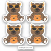 可愛カッコいいいハロウィンのクマのサングラスとカボチャ シール (正面)