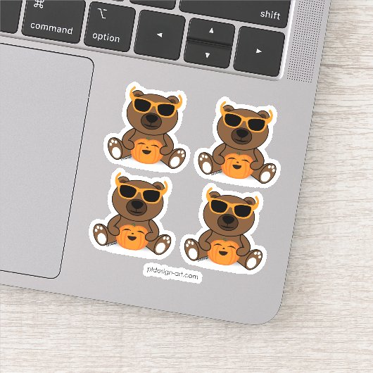 可愛カッコいいいハロウィンのクマのサングラスとカボチャ シール (詳細)