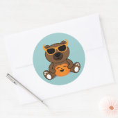 可愛カッコいいいハロウィンのクマのサングラスとカボチャ ラウンドシール (封筒)