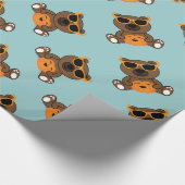 可愛カッコいいいハロウィンのクマのサングラスとカボチャ ラッピングペーパー (角)