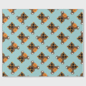 可愛カッコいいいハロウィンのクマのサングラスとカボチャ ラッピングペーパー (フラット)