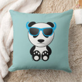 可愛カッコいいいパンダのクマ青サングラスPLdesign クッション (ブランケット)
