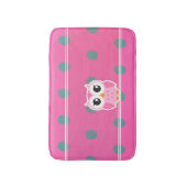 可愛カッコいいいフクロウのトレンディー水玉模様パーソナライズされた バスマット (正面縦)
