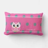 可愛カッコいいいフクロウのトレンディー水玉模様パーソナライズされた ランバークッション (正面)