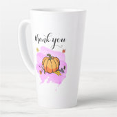 可愛カッコいいいモダン黄色のカボチャ愛好家ワードアート カフェラテマグ (左アングル)