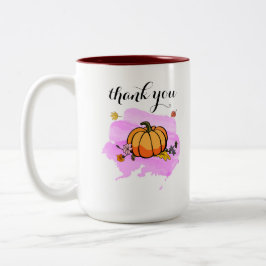 可愛カッコいいいモダン黄色のカボチャ愛好家ワードアート ツートーンマグカップ