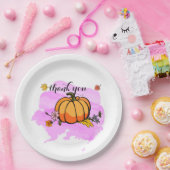 可愛カッコいいいモダン黄色のカボチャ愛好家ワードアート ペーパープレート (パーティー)