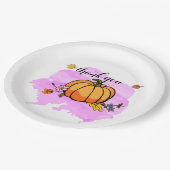 可愛カッコいいいモダン黄色のカボチャ愛好家ワードアート ペーパープレート (アングル)