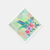可愛カッコいいい鮮やか水色ハミングバードフローラ スタンダードカクテルナプキン (角)