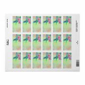 可愛カッコいいい鮮やか水色ハミングバードフローラ ラベル (フルシート)