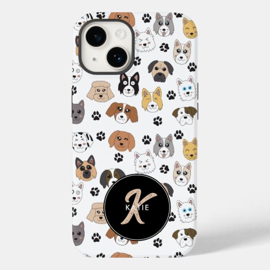 可愛カラフルいおもしろい犬&ドッグポーモノグラム Case-Mate iPhoneケース (裏面)