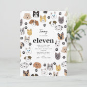 可愛カラフルいおもしろい犬&ドッグポー誕生日 招待状 (スタンド正面)