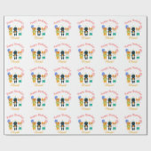 可愛カラフルいおもしろい猫がハッピーバースデーパーティー ラッピングペーパー (フラット)