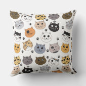 可愛カラフルいおもしろい猫と肉柄 クッション (裏面)