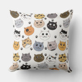 可愛カラフルいおもしろい猫と肉柄 クッション (正面)
