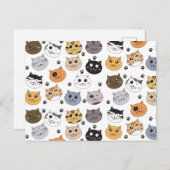 可愛カラフルいおもしろい猫と肉柄 シーズンポストカード (正面/裏面)