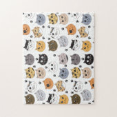 可愛カラフルいおもしろい猫と肉柄 ジグソーパズル (縦)