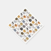 可愛カラフルいおもしろい猫と肉柄 スタンダードカクテルナプキン (角)