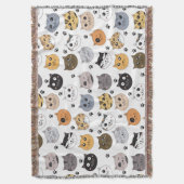 可愛カラフルいおもしろい猫と肉柄 スローブランケット (正面縦)