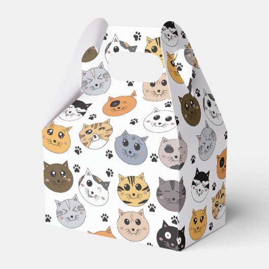 可愛カラフルいおもしろい猫と肉柄 フェイバーボックス (裏面サイド)