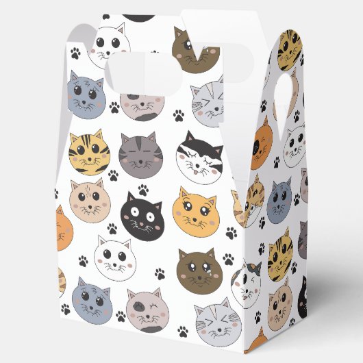 可愛カラフルいおもしろい猫と肉柄 フェイバーボックス (オープン)