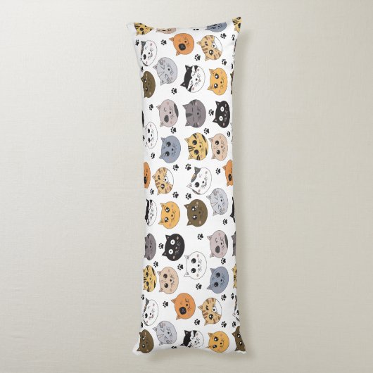 可愛カラフルいおもしろい猫と肉柄 ボディピロー (裏面 (縦))