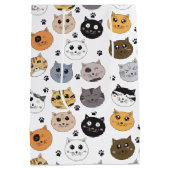 可愛カラフルいおもしろい猫と肉柄 ミディアムペーパーバッグ (裏面)