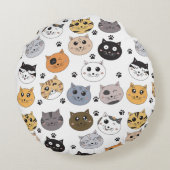 可愛カラフルいおもしろい猫と肉柄 ラウンドクッション (裏面)