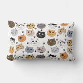 可愛カラフルいおもしろい猫と肉柄 ランバークッション (正面)