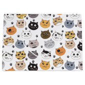 可愛カラフルいおもしろい猫と肉柄 ラージペーパーバッグ (正面)