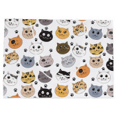 可愛カラフルいおもしろい猫と肉柄 ラージペーパーバッグ (裏面)