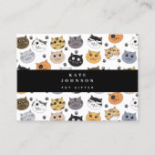 可愛カラフルいおもしろい猫と肉柄 名刺 (正面)