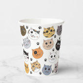 可愛カラフルいおもしろい猫と肉柄 紙コップ (左)