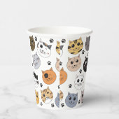 可愛カラフルいおもしろい猫と肉柄 紙コップ (右)