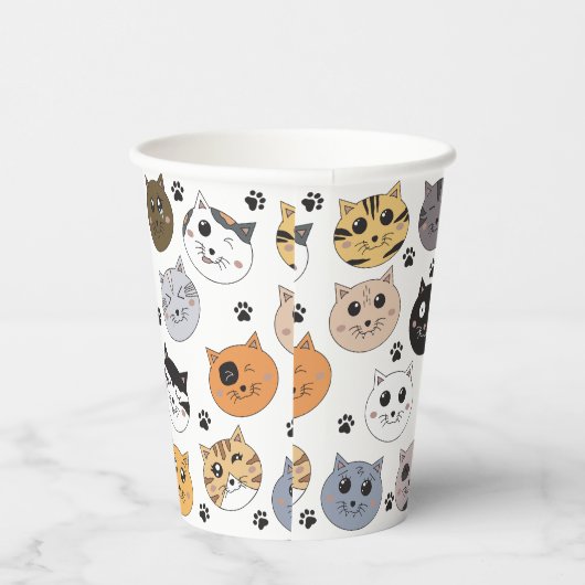 可愛カラフルいおもしろい猫と肉柄 紙コップ (右)