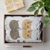 可愛カラフルいおもしろい猫と肉柄 薄葉紙 (ギフト)