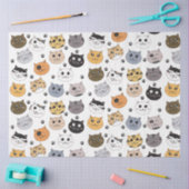 可愛カラフルいおもしろい猫と肉柄 薄葉紙 (クラフト)