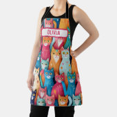 可愛カラフルいお洒落子猫パーソナライズされた エプロン (インサイチュ)