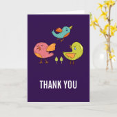 可愛カラフルいお洒落鳥ありがとう カード (黄色い花)