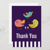 可愛カラフルいお洒落鳥ありがとう サンキューカード (正面/裏面)