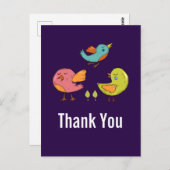 可愛カラフルいお洒落鳥ありがとう ポストカード (正面/裏面)