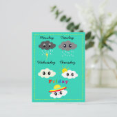 可愛カラフルいかわいいが今週の金曜日雲 ポストカード (スタンド正面)