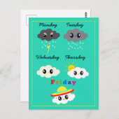 可愛カラフルいかわいいが今週の金曜日雲 ポストカード (正面/裏面)