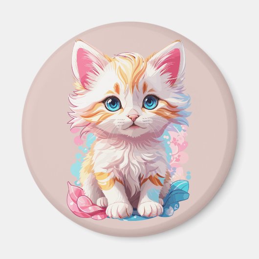 可愛カラフルいかわいい子猫 マグネット (正面)