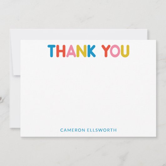 可愛カラフルいはっきりしたタイポグラフィパーソナライズされた サンキューカード (正面)