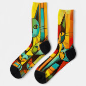 可愛カラフルいアお洒落ートキャット ソックス (左)